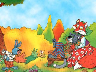 идут Кот с Лисой