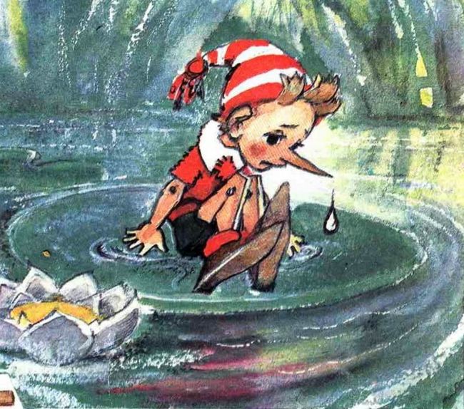 Он вылез на лист водяной лилии